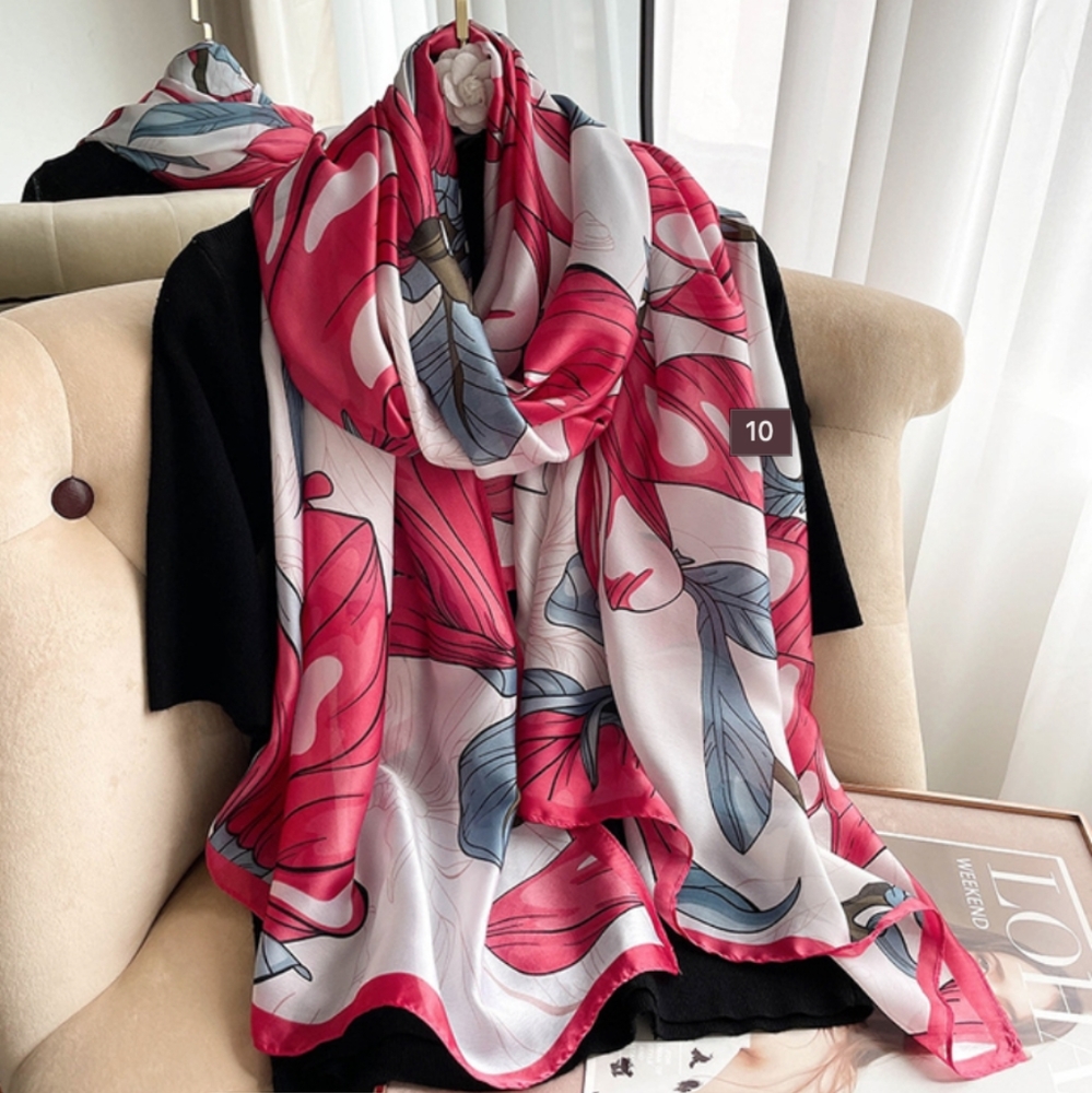 New 100% Silk Print Long Scarf Shawl Wraps - Picture 9 of 11